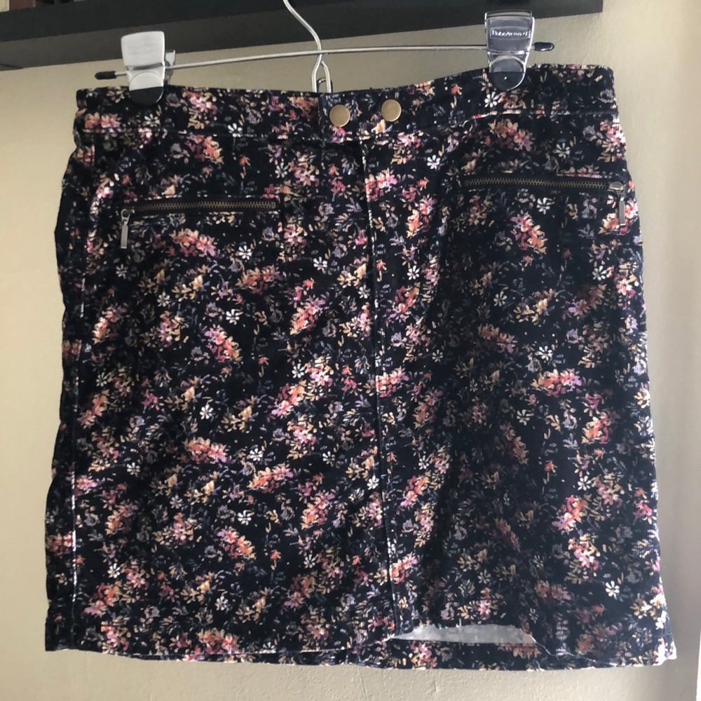 Corduroy Floral Mini Skirt